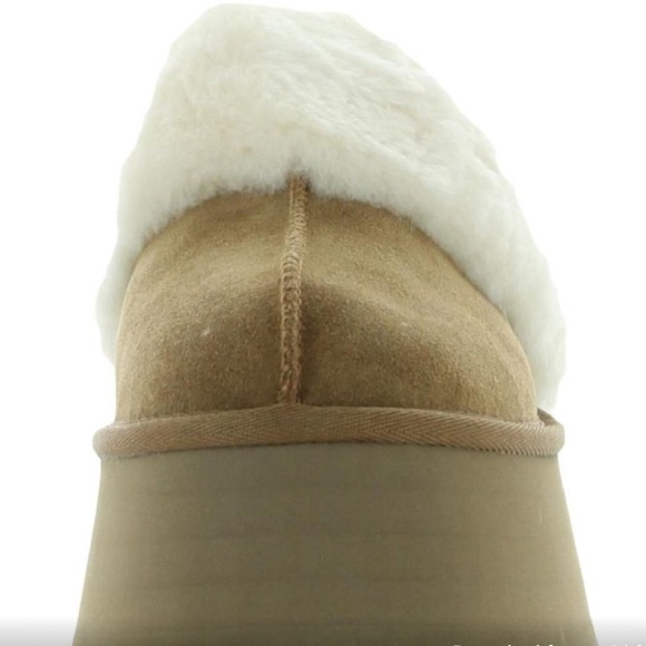 Ugg Womens Funkette Tan Suede Shearling Slingback Slip-On Slippers Shoes - Picture 7 of 10